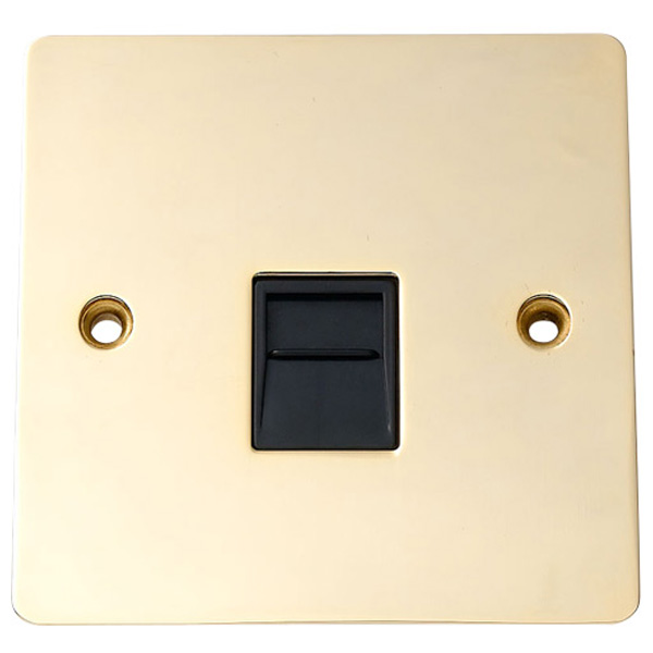 Telephone Slave Socket, Flat, Brassed/ Black Insert-image-902967