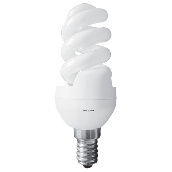 Energy Saving CFL Mini Spiral Lamps, 11W SES/E14 (5 Pack)