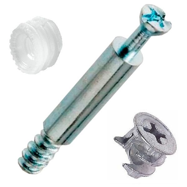 Flat Pack Furniture Insert Style Cylinder Cam Fixing Dowels, M6 x 35mm