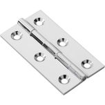 Solid Drawn Brass Butt Hinges, Chrome Plated, 38 x 23mm (2 Pack)