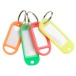 Key Ring Tags & Rings, Fluorescent Pink (10 Pack)