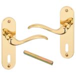 Urfic 130-55-01 LK Geneva Lever Lock on Backplate, Polished Brass 150mm