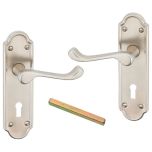 Urfic 100-455-05 LK Ashworth Lever Lock on Backplate, Satin Nickel 170mm