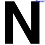 Black Self Adhesive Vinyl Letter, 75mm Letter N