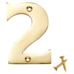 Lacquered Solid Brass Numeral, 75mm Number 2