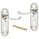 Urfic 100-455-04 LK Ashworth Lever Lock on Backplate, Polished Nickel 170mm