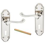 Urfic 100-455-04 LK Ashworth Lever Lock on Backplate, Polished Nickel 170mm