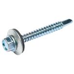 Hex Head Self Drilling Screws with Bonded Washers, BZP 6.3 x 25mm (25 Pack)