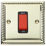 Double Pole Switch, 45 Amp Georgian Brass