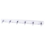 Notched Style Robe Hooks, 6 x Chrome Hooks on Matt Aluminium Rail