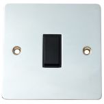 1-Gang 2-Way Light Switch, Flat Bright Chrome/ Black Insert