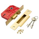 5-Lever Sashlock, 63mm with Brassed Strike Plate and 2 Keys