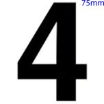 Black Self Adhesive Vinyl Numeral, 75mm Number 4