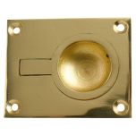 Rectangular Flush Ring Pull Handle, Solid Brass 55 x 40mm