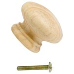 Unlacquered Pine Door Knobs with Bolts & Metal Inserts 50mm (5 Pack)