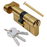 6-Pin Anti-Bump/ Anti-Snap Euro Thumb-Turn Cylinder Lock, 45-40mm (85mm Polished Brass)