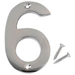 Chromed Brass Numeral, 50mm Number 6