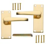 Victorian Style Latch Handle Set, Pair Solid Brass 106mm