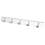 Concealed Hooks, 5 x Satin Nickel Hooks on White Rail, 470 x 60mm