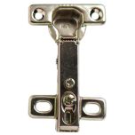 Slide-On Sprung Full Overlay 95° Cabinet Hinges, Open Slot Cruciform Plate, ZP Steel 26mm (2 Pack)