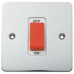Double Pole Switch, 45 Amp Flat Bright Chrome/ White Insert
