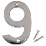 Chromed Brass Numeral, 75mm Number 9