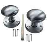 Victorian Style Mortice Knob Set, Pair Matt Chrome 50mm