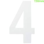 White Self Adhesive Vinyl Numeral, 150mm Number 4