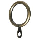 Fixed Eye Curtain Pole Rings, Antique Brassed Metal, Inner Dimension 42mm (To Fit Poles up to 35mm Diameter) (6 Pack)