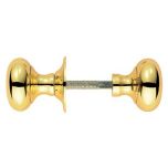 Victorian Style Rim Knob Set, Pair Solid Brass, 55mm Diameter