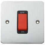 Double Pole Switch, 45 Amp Flat Bright Chrome/ Black Insert