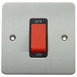 Double Pole Switch, 45 Amp Flat Brushed Chrome/ Black Insert