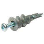 Plasterboard/ Drywall Wall Plugs with Screws, Metal 32mm (25 Pack)