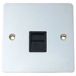 Telephone Slave Socket, Flat, Bright Chromed/ Black Insert