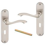 Urfic 640-465-05 LK Kensington Lever Lock on Backplate, Satin Nickel 185mm