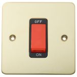 Double Pole Switch, 45 Amp Flat Brass/ Black Insert