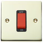 1-Gang Cooker Switch without Neon, 45 Amp, Brass, Raised Curved Edge Style