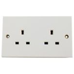 2-Gang Unswitched Wall Socket, White 13 Amp