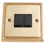 2-Gang 2-Way Light Switch, Georgian Polished Brass