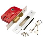 5-Lever Sashlock, 63mm with Chromed Strike Plate and 2 Keys