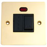 Switched Electrical Spur with Neon, 13 Amp Brass/ Black Insert
