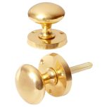 Victorian Style Sprung Mortice Knob Set, Pair Solid Brass, 58mm Diameter x 56mm Deep