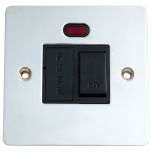 Switched Electrical Spur with Neon, 13 Amp Bright Chrome/ Black Insert