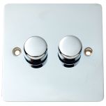 2-Gang 2-Way Dimmer Switch, 250 Watt, Flat Bright Chrome