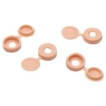 Screw Cups with Hinged Cover to Fit No. 6/ No. 8 Screws, Beige Plastic (100 Pack)