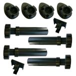 Adjustable Cabinet Legs, Black Plastic Set of 4 with 2 x Kickboard Clips - Height is Adjustable from 14cm to 19cm