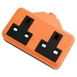 2-Gang Nylon Extension Socket, Orange 13 amp