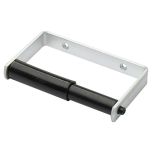 Toilet Roll Holder, Aluminium with Black Roller, 140 x 85mm