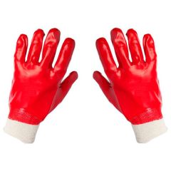 Safety Gloves, PVC Coated Knitted Wrist Gloves, 1 Pair Size 10 Extra Large