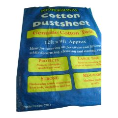 Cotton Twill Dust Sheet, Heavy Duty, 3.65 x 2.8 Metre (12' x 9')